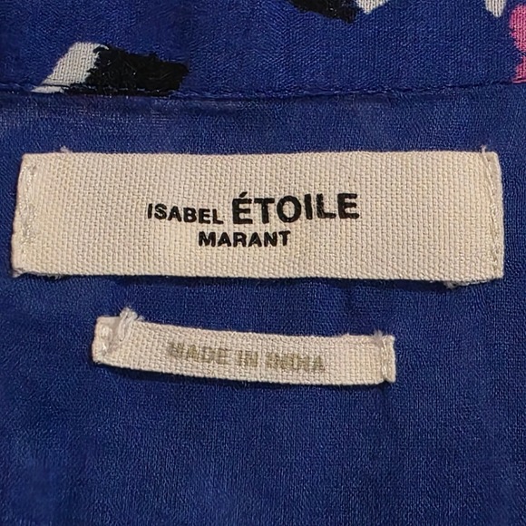 Isabel Marant Etoile Salika Floral Print Cotton Top Blue Women FR 38 US Medium - Picture 2 of 4